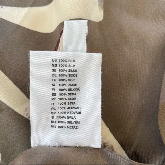 VIKTOR & ROLF X H&M Taupe Brown Gray 100% SILK Scarf with Fringe - Picture 5 of 5